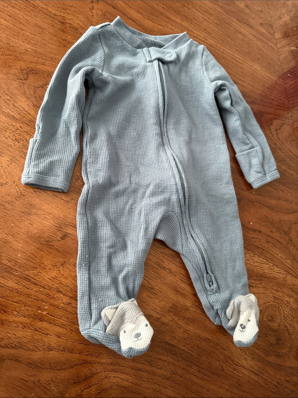 Carter's Light Blue Waffle-Knit Footed One-Piece
